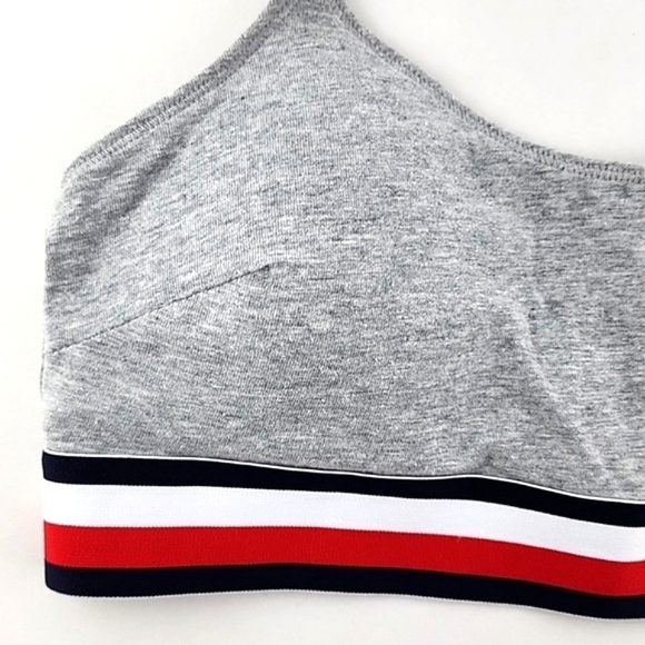 ⭐️2/ $30⭐️ Tommy Hilfiger Women's Bralette Wireless Heathered Grey Stripes Sz M - Picture 3 of 11